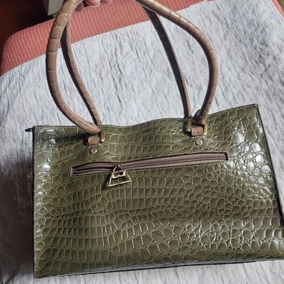 Jeanne Lottie 3-Tone Synthetic Alligator Embossed Satchel Bag - Picture 2 of 16